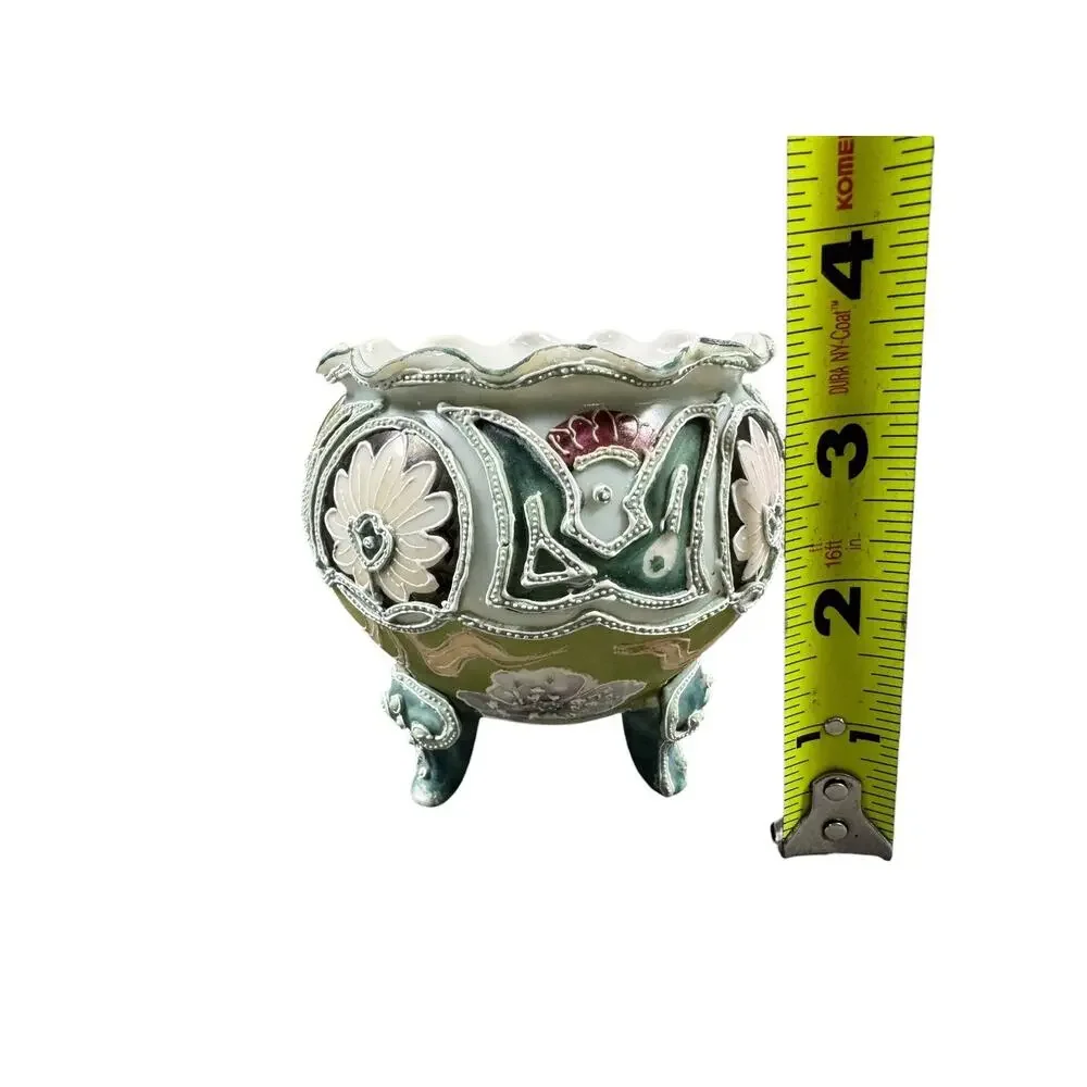 Vintage Moriage Hand Painted Vase 3 Legs No Marks - NIPPON??